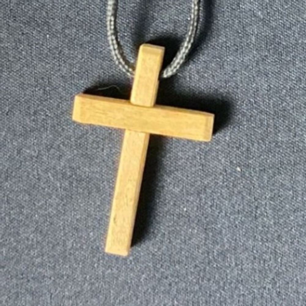 Wooden Cross Necklace Natural Wood Cord Religious Spiritual Pendant Jewelry